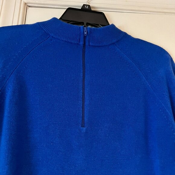 Designers Originals Royal Blue Zip Closure Long Sleeve Mock Neck Sweater - M - Picture 3 of 5